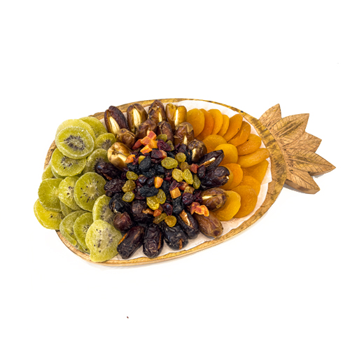 Pineapple Wooden Tray Stuffed Dates &amp; Dried Fruits 